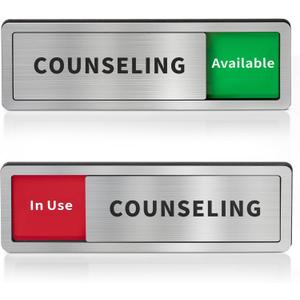 Counseling Room Door Sign with Slider, Do Not Disturb Privacy Office Sign, In Use/Available Acrylic Sliding Indicator for Business Hospital Home, Brushed Silver 8" x 2.6"