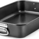 HONGBAKE Lasagna Pan 3 Inch Deep, 15x10" Baking Pan for Oven, Nonstick Cake Baking Dish for Brownie, Roasting Pans with Stainless Steel Handles, Heavy Duty, Dishwasher Safe, Dark Grey