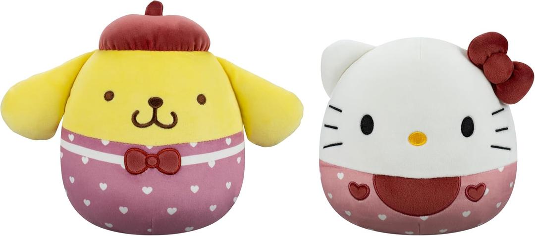 Squishmallows Original Sanrio 8in Hello Kitty + 8in Pompompurin  Official Jazwares Valentine Plush 2-Pack