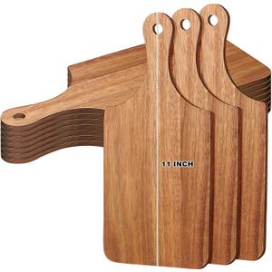 Zubebe 10 Pcs Cutting Board Bulk 11 x 5 Inch Mini Charcuterie Boards Wood Chopping Board with Handle DIY Serving for Valentine's Day Wedding Brial Birthday Favor Housewarming Gift (Acacia)