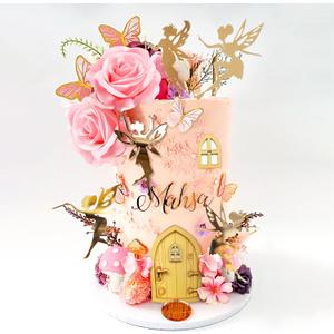 JeVenis Fairy Cake Toppers Pink Fairy Cake Decoration Mushroom Cake Decoration Fairy Cake Decorations Garden Fairy Cake Decoration Fairy Party Supplies Fairy Party Favors