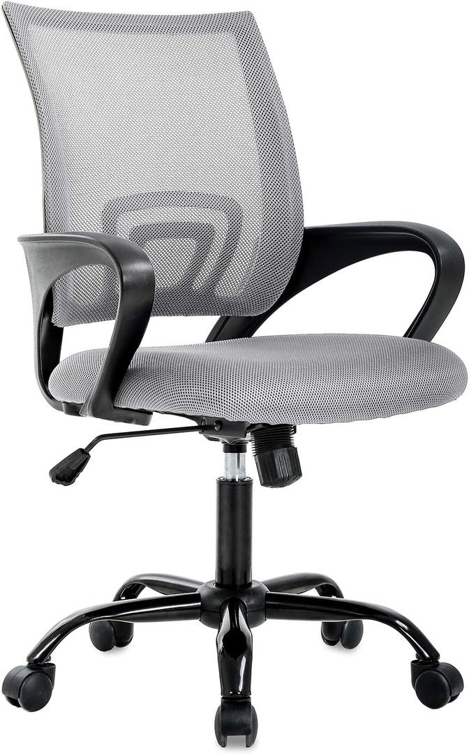 BestOffice Office Chair Ergonomic Cheap Desk Chair Mesh Computer Chair Lumbar Support Modern Executive Adjustable Stool Rolling Swivel Chair for Back Pain (Grey) (1 Pcs)