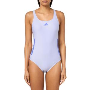 adidas Women's 3-Stripes C-Back Swimsuit (0, Violet Tone/Cobalt Blue)