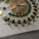 Large Peacock Wall Clock 27.6 inch Non-Ticking Silent Crystal Creative Personality Modern Art Decorative Wall Clocks for Living Room Decor (Green)