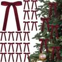 24 Pcs Velvet Bows for Christmas Tree Vintage Ribbon Bows for Crafts Garland Home Coquette Wedding Birthday Decor(5 x 7 Inch,Width of 1",Burgundy)