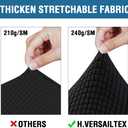 H.VERSAILTEX 4 Piece Stretch Sofa Covers for 3 Cushion Couch Covers for Living Room Furniture Slipcovers (Base Cover Plus 3 Seat Cushion Covers) Upgraded Thicker Jacquard Fabric (Large, Black)