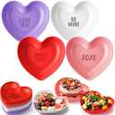 Ceenna 12 Pcs Valentine's Day Heart Shaped Bowls 8.86 Inch Plastic Heart Candy Dishes Dessert Snack Appetizer Plates for Valentine Wedding Fruits Salad Candy Dessert Kitchen Cooking Party Supplies
