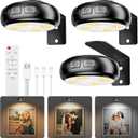 3 Pack Picture Light for Wall with 1200mAh Rechargeable Battery Operated Lights Remote Dimmable Timer Painting Light Magnetic 3 Adjustable Lighting RGB Modes Wall Decor Lights for Living Room (Black)
