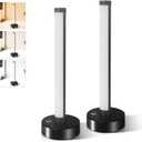 Skinny Lamp LED Cordless Rechargeable Table Lamp, Dimming 3 Color Temperatures, Battery Operated Desk Minimalist Lamp for Bedroom, Nightstand, Living Room, Reading (Black) (2 Pack)