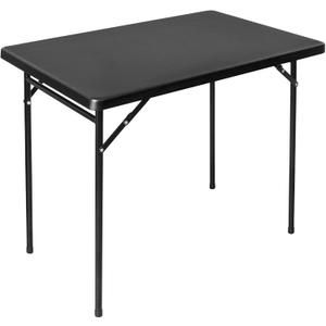 3ft Rectangular Folding Table, All-Occasion Plastic Event Table for Indoor and Outdoor, Portable Desk, Camping, Durable and Stable, HDPE and Steel, Wide Application, Black