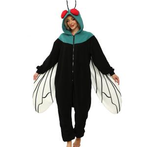 Adult Black Fly Costume Onesie Fly Bug Pajamas Halloween Costumes Anime Cosplay pajamas for Men Women (X-Large, Green)