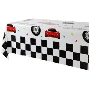 GGDE 1 Pcs Racing Car Theme Party Plastic Table Cover Boys Birthday Party Decorations Supplies (86.6" x 51" (Rectangular)