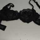 Lace Bra Bralette Push Up Unlined Demi Bras Sheer Mesh Balconette with Underwire (32B, Black)