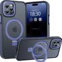 Magnetic Case for iPhone 14 Pro Max, with Invisible Ring Stand, Military Drop Protection, Shockproof Anti-Fingerprint Matte Protective Cover for iPhone 14 Pro Max, Blue