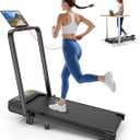 Foldable Treadmill with 10% Incline, Upgrade 3.5HP Low Noise Walking Pad Treadmill with Handle Bar, Trisomy 4 in 1 Portable Under Desk Treadmills for Home/Office, 350Lbs Capacity, APP & Remote Control