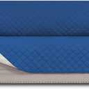 Easy-Going Reversible Couch Cover for 3 Cushion Couch Sofa Cover for Dogs Water Resistant Furniture Protector Cover with Foam Sticks Elastic Straps for Pet Cat (Sofa, Blue/Ivory)