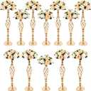 12 Pcs Metal Wedding Flower Stand Bulk Table Centerpieces, Tall Golden Flower Arrangement Vase Candle Holder Stand for Wedding Reception, Birthday, Party, Hotel Decor, Twist Style, 3 Sizes
