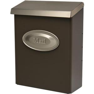 Architectural Mailboxes Designer™ Locking, Vertical Wall-Mounted Mailbox for Outside, Modern Metal Galvanized Steel Medium Mail Box with Lock and Key Drop Box, Bronze with Optional Mail Emblem