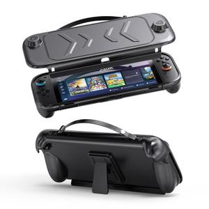 JDDWIN Full Protective Case Compatible with Nintendo Switch 2 2025, Soft TPU Grip Protective Cover Switch 2 Skin Accessories for Joy-Con, Travel Carring Case,Detachable Front Shell Cover and Kickstand