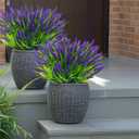 Rowfad 44 Pcs Artificial Outdoor Flowers Lavender Fake Greenery Plants UV Resistant Grass with Purple Flowers for Pot Decor for Window Garden Patio Hanging Planter Pathway Front Porch (44, Purple)