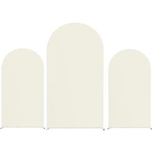 Wedding Arch Cover 7.2FT, 6FT, 6FT Spandex Fitted Set of 3 for Round Top Chiara Backdrop Stand, Balloon Backdrop Arch Stand Cover for Wedding Birthday Party Baby Shower Decoration, Beige
