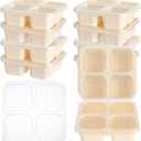 12 Pack Bento Snack Containers Set, 4 Divided Compartment Food Storage Containers, Wheat Straw Meal Prep Lunch Box,Plastic Food Storage container, Microwave and Dishwasher Safe (Beige)