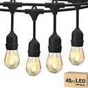 Svater 192 FT Outdoor String Lights 2W, Patio Light for Outside with 64 Antique S14 Plastic LED Bulbs, IP65 Waterproof Hanging Cafe Market Lighting, ETL-Listed Dimmable Warm White (48 FT x 4)