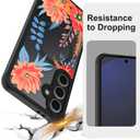ZIYE Magnetic Case for Samsung Galaxy S24 FE 6.7 Inch [Compatible with MagSafe] Hard PC and Soft TPU Case with Orange Floral Flowers Anti-Scratch Shockproof Protection Phone Cover for Women