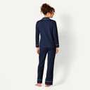 Amazon Essentials Women's Cotton Modal Long-Sleeve Notch Collar Shirt and Full-Length Elastic Waist Pajama Pant Set, Navy, 3X