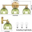Bathroom Light Fixtures,3 Light Bathroom Vanity Light Over Mirror,Gold Wall Vanity Lights with Green Glass Shade for Bedroom Living Room Farmhouse (11-wall lamp)