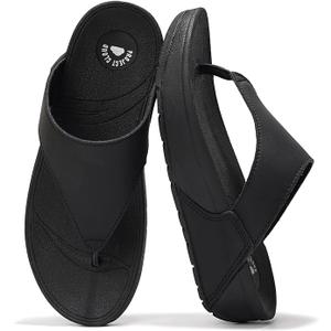 Project Cloud Womens Thong Comfortable Memory Foam Platform Sandals & Flip flops Non Slip Footwear, Leather Sandals for Women 2025 (Arlee) 10M