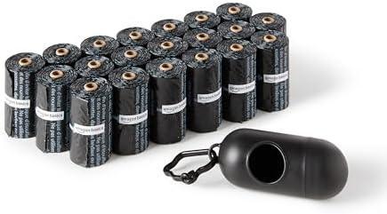 Amazon Basics Dog Poop Bags with Dispenser, 300 Count, Leakproof, Unscented, Includes Leash Clip