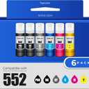 552 Ink Bottles 6 Pack ET-8550 ET-8500 Replacement for 552 Ink Refill Bottle Work for Photo ET 8550 ET8550 Photo ET 8500 ET8500 8550 8500 Printers (BK PB C M Y GY)