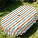 Outdoor Tablecloth with Umbrella Hole Elegant Zipper Patio Table Cloth for Outdoor Patio Garden Yard Decor