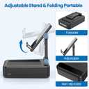 JTEMAN Cell Phone Stand with Bluetooth Speaker, HD Stereo Sound & Anti-Slip Base, Foldable Adjustable Desktop Phone Holder for Home Office, Cool Tech Gadgets Birthday Gifts for Men Women (Black)