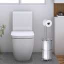 Meangood Toilet Paper Holder Stand, Freestanding Toilet Paper Holder Silver