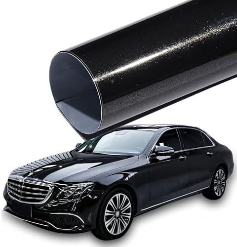 AuMoHall Glossy Metallic Black Car Vinyl Wrap Film Self-Repairing Sparkling Diamond Metal Black Car Protective Film DIY Vehicle Vinyl Film, 59.84" x 29.52"