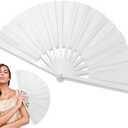 2 x Boots on The Ground Fan,13inch Large Rave Fan PoppingFan Clacking Fans for Line Dancing,Line Dance Popping Fans,HandFans for Women Foldable,Portable for Outdoor,Wedding,Party,Decoration(White)