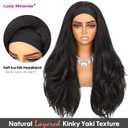Lady Miranda 26 Inch Yaki Wavy Headband Wigs for Black Women Wear and Go Kinky Straight Headband Wig with Layered Blowout Texture Lightweight Glueless Half Wig Natural Looking Synthetic Wig