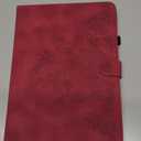 Case for Galaxy Tab A9+ Case 11 Inch, Retro Samsung Galaxy Tab A9 Plus Cover SM-X210/215 with Carved Flap, Magnetic Buckles Design, Stand Function WineRed