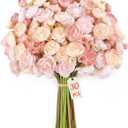 Alupssuc 30Pcs Ranunculus Artificial Flowers Faux Silk Mini Ranunculus, Artificial Flowers Indoor for DIY Bouquets, Bulk Fake Wedding Filler Flowers for Bride Decorations, DustyRose&Cream&ShabbyBlush