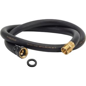 Garden Hose 5/8" x 5ft Brass Rubber Heavy Duty Water Hose 600 PSI Burst Pressure, Durable Flexible Hose for Yard, Car Wash, Pets Black