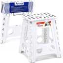 ACSTEP Folding Step Stool 16 Inch Heavy Duty Step Stool Foldable for Adults and Kids, Collapsible Stepping Stool with Handle, Non Slip Folding Stools for Kitchen Hold Up to 400lbs (White 1PC)