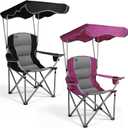 Northroad 2 Pack Folding Camping Chairs with Canopy Shade, Beach Chair with Cup Holders, Phone Holder, Armrests & Carry Bag for Outdoors Travel Sports Fishing, Black & Purple