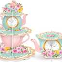 Zopeal 2 Pcs Floral Tea Cupcake Stand Party Decorations Tea Theme Cupcake Holder Birthday Cake Holder Flower Teapot Dessert Stand for Party Baby Shower Princess Birthday Wedding Supplies Decor