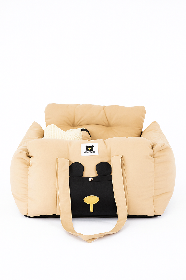 Dog Pet Booster Seat, Dog Car Seats for Small Dogs & Medium Dogs, Secure Straps, Beige (21"L x 20"W x 14"H)