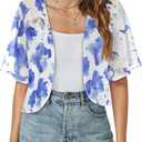 ZNVGIRL Women Shrug Chiffon Cardigans Open Front Short Sleeve Bolero for Evening Dressy 2026 (XL)