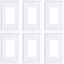 6-Pack Classic Beadboard Decorator Wall Plate Cover, Pure White Decorative Switch Plates and Outlet Covers, Durable Natural Bamboo Fiber Wall Plates for Electrical Outlets, Receptacle, GFCI Outlet