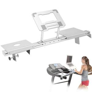 Zelvoro Universal Treadmill Laptop Holder, Treadmill Desk Attachment, Adjustable Height and Width, All Metal Aluminum Laptop Stand with Tray