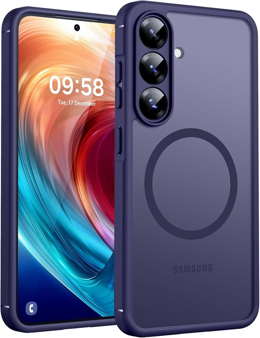 TOCOL Magnetic for Samsung Galaxy S25 Case, Upgraded Full Camera Protection, Compatible with Magsafe, Drop Protection Slime Clear Back Cover for Samsung Galaxy S25 6.2-Inch (Midnight Purple)
